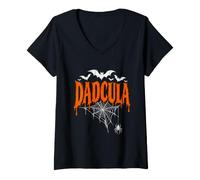 Donna Dadcula Funny Dad Halloween Vampire Spooky Father Costume Maglietta con Collo a V