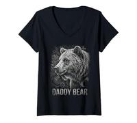 Donna Daddy Bear Family Matching Dad Father Day Regali per Gli Uomini Maglietta con Collo a V