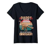 Donna Daddy You Are As Fast As Struthiomimus Dinosaur Fathers Day Maglietta con Collo a V