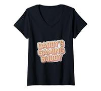 Donna Daddy's Gaming Buddy Giovane compagno di squadra |--- Maglietta con Collo a V