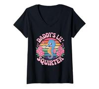 Donna Daddy's Lil' Squirter Cavalluccio Marino Fun Divertimento Maglietta con Collo a V