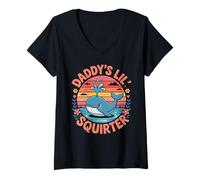 Donna Daddy's Lil' Squirter Funny Inappropriate Adult Humor Wale Maglietta con Collo a V