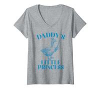 Donna Daddy's Little Princess Goose Crown Bacchetta Carina Figlia Maglietta con Collo a V