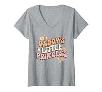 Donna Daddy's Little Princess Groovy Floreale Maglietta con Collo a V