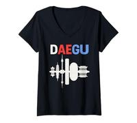 Donna Daegu Skyline Corea del Sud Paesaggio Urbano Viaggio Souvenir Maglietta con Collo a V