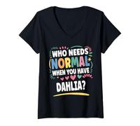 Donna Dahlia Personalized Name Funny Cute Custom Dahlia Name Maglietta con Collo a V