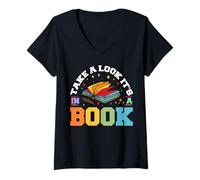 Donna Dai un'occhiata in un libro - I lettori di topi di biblioteca che leggono gli amanti Maglietta con Collo a V