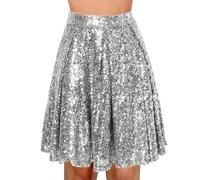 Donna Daily Elegant Solid Color A Skirt Waist Pleated Skirt in tulle donna rosa, argento, XL