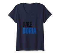 Donna Dale Doria Tifoso Calcio Stadio Genova Samp Maglietta con Collo a V