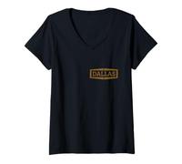 Donna Dallas Vintage 60s Inspired Subtle Texas Maglietta con Collo a V