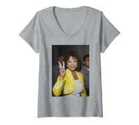 Donna Dame Joan Collins Dynasty Attore Di Michael Grecco Maglietta con Collo a V