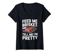 Donna Dammi da Mangiare Il Petto e dimmi Che Sono Una Bella Amante del Petto Maglietta con Collo a V
