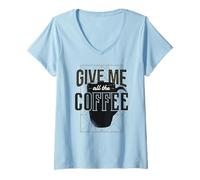 Donna Dammi Tutto Il caffè Divertente Java Lovers Meme Maglietta con Collo a V