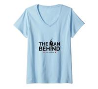 Donna Dance Dads: l'Uomo Dietro Il Ballerino Maglietta con Collo a V, Celeste, S