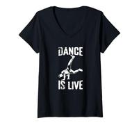 Donna Dance IS Live Breakdance Handstand Silhouette Maglietta con Collo a V