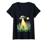 Donna Dancing Aliens Dance Challenge Ragazzi Ragazze Bambini Halloween Maglietta con Collo a V