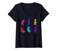 Donna Dancing Aliens Dance Challenge Ragazzi Ragazze Bambini Halloween Maglietta con Collo a V