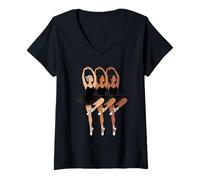 Donna Dancing Diverse Ballerine Ballerine Nero Posa Figlia Donne Uomini Maglietta con Collo a V
