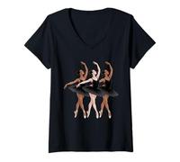 Donna Dancing Diverse Ballerine Ballerine Posa Nera Figlia Donne Uomini Maglietta con Collo a V