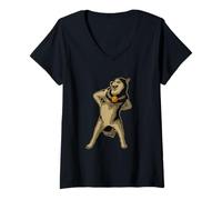 Donna Dancing Husky - Scanalatura Divertente per Cani Maglietta con Collo a V