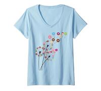 Donna Dandelion Donut Flower Donut Tree Maglietta con Collo a V