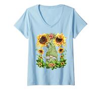 Donna Dandelion Flower Floral Pattern for Women Cute Spring GNOME Maglietta con Collo a V