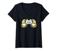 Donna Dandelion Wishes Prints For Women With Funny Garden Gnomes Maglietta con Collo a V