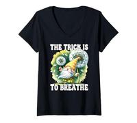Donna Dandelion Wishes Prints Gnome Funny Saying For Garden Lover Maglietta con Collo a V