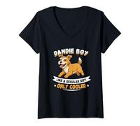 Donna Dandie Boy, Like A Normal Boy Only Cooler - Dandie Dog Maglietta con Collo a V