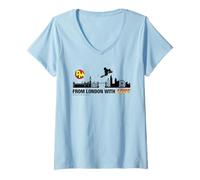 Donna Danger Mouse da Londra con Amore Retro Maglietta con Collo a V