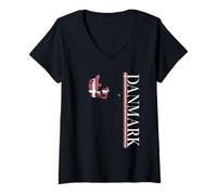 Donna Danimarca - Danimarca - Bandiera Danese Dannebrog - Mappa Souvenir Maglietta con Collo a V
