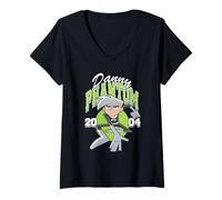 Donna Danny Phantom 2004 Athletic Logo Retro Cartoon Maglietta con Collo a V