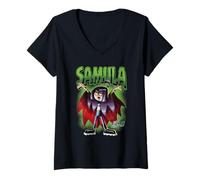 Donna Danny Phantom Samula Vampire Cape Pose Cartoon Maglietta con Collo a V