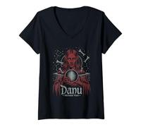Donna Danu Madre Vuoto Creazione Celtica Dea Mitologia Maglietta con Collo a V