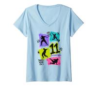 Donna Danza 11 Anni Compleanno Hip Hop Breakdance Graffiti Maglietta con Collo a V
