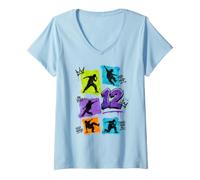 Donna Danza 12 Anni Compleanno Hip Hop Breakdance Graffiti Maglietta con Collo a V