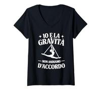 Donna Danza Aerea Ragazza Moderna su Tessuti Ginnasta Ginnastica Maglietta con Collo a V