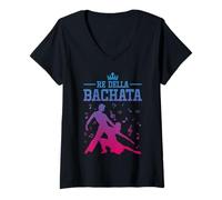 Donna Danza Bachata Uomo Re Della Bachata Maglietta con Collo a V
