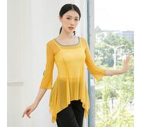 Donna Danza Formazione Top Avvolgere Rete Camicia collo Quadrato 3/4 Maniche