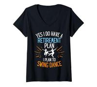 Donna Danzatrice swing in pensione pensionata per swing dance regalo di pensione Maglietta con Collo a V