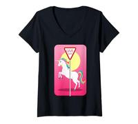 Donna Dare, Modo, a, Unicorns, Divertente, Segno Strada Maglietta con Collo a V