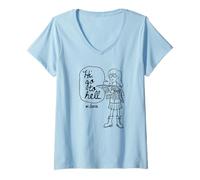Donna Daria Outline Sketch Hi Go to Hell Funny Retro Cartoon Maglietta con Collo a V