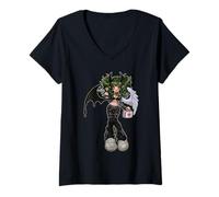 Donna Dark Angel Demon Emo Baddie Grunge Y2K Gothic Nursecore Maglietta con Collo a V
