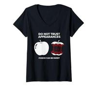 Donna Dark Humor Poison Apple Avviso Citazione Sarcastico Gotico Maglietta con Collo a V