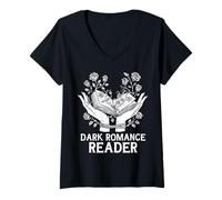 Donna Dark Romance Reader Gothic Fantasy Spicy Bookworm Maglietta con Collo a V
