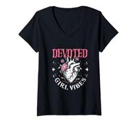 Donna Dark Romance Romanzo Nero Booktok Devoted Girl Vibes Maglietta con Collo a V