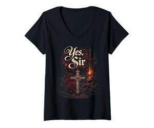 Donna Dark Romance Romanzo Nero Booktok Yes, Sir Maglietta con Collo a V