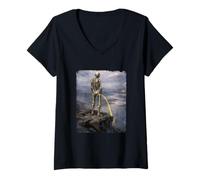 Donna Dark Surreal Art Death Pissing Skeleton Gothic Weird Humor Maglietta con Collo a V