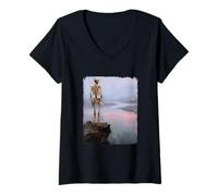 Donna Dark Surreal Art Death Pissing Skeleton Gothic Weird Humor Maglietta con Collo a V
