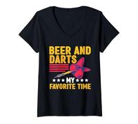 Donna Darting Dartist Birra E Freccette My Favorite Time Dart Maglietta con Collo a V